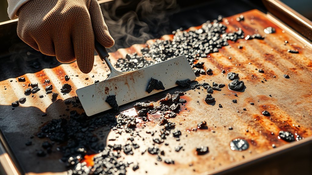 burnt food removal from griddle