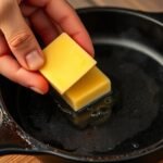 butterting a cast iron skillet technique