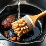 cleaning cast iron skillet after steak