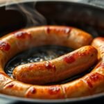 cooking breakfast sausage in cast iron skillet