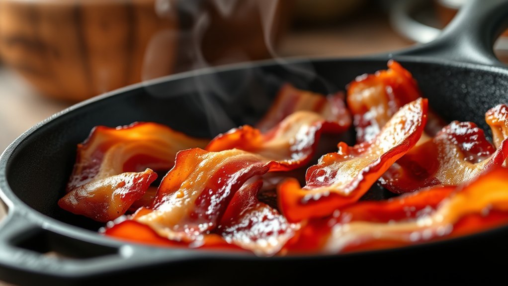 crispy bacon in skillet