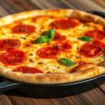 detroit style pizza in cast iron skillet