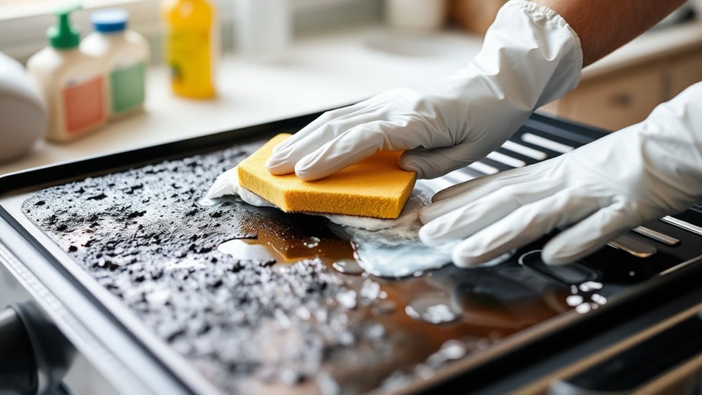 how to clean burnt griddle