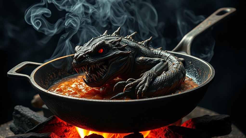 monster frying pan battles oddities