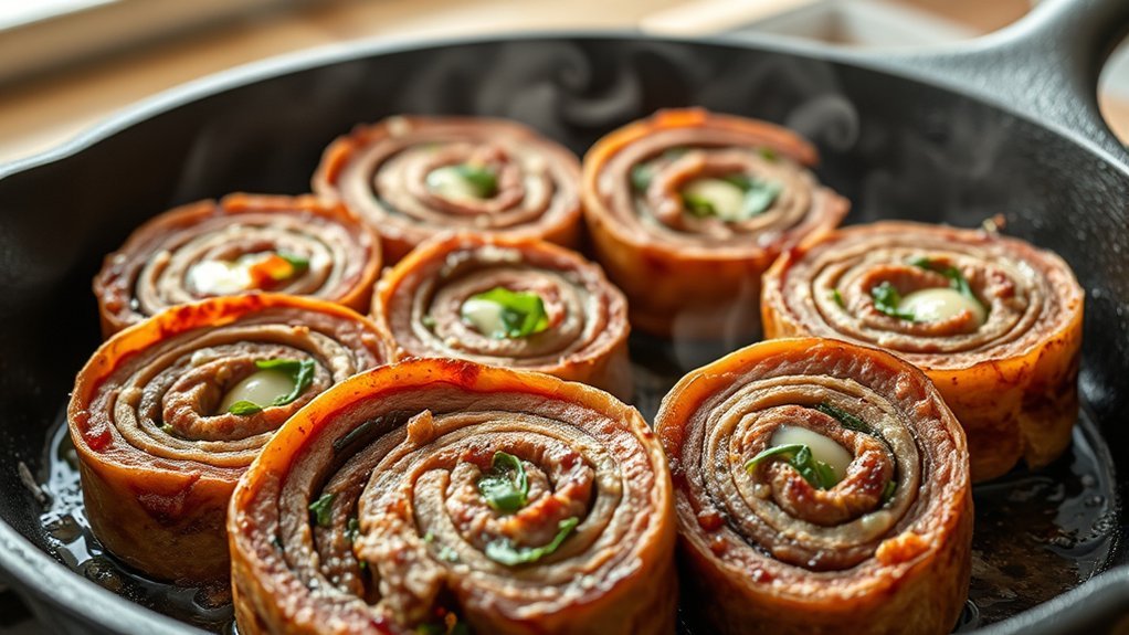 premade steak pinwheels skillet cooking