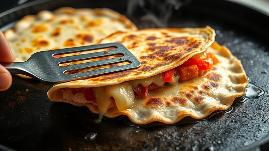 quesadillas cooked on griddle