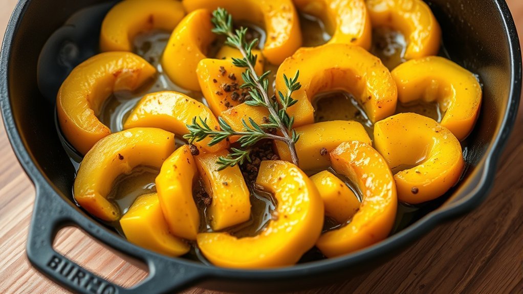saut squash in skillet