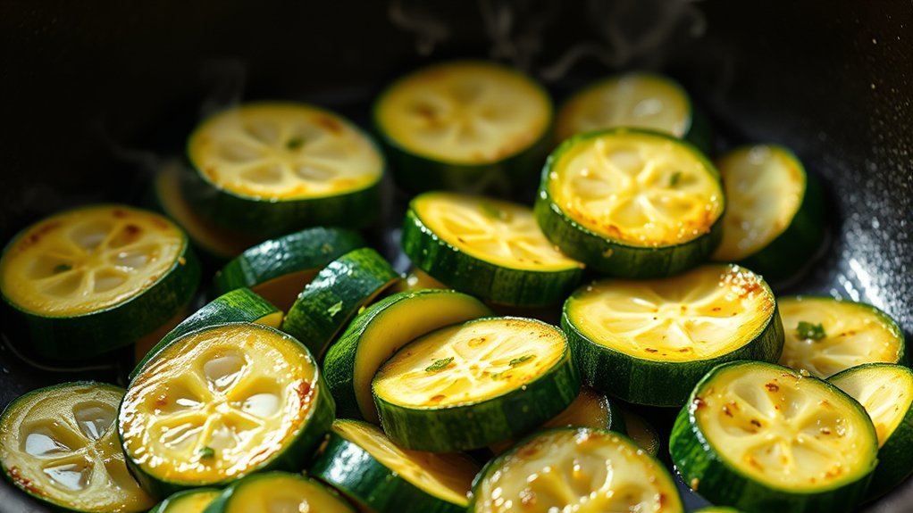 saut zucchini in skillet