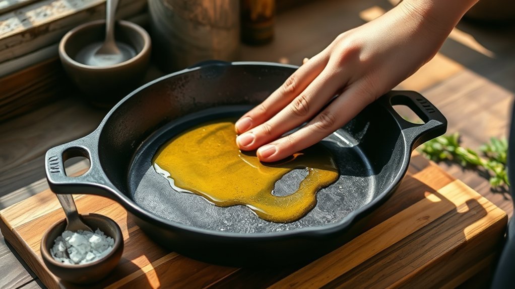 seasoning a cast iron skillet without oven