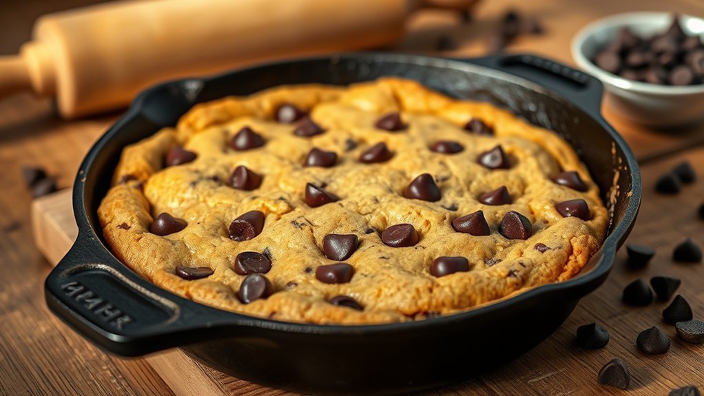skillet cookie with dough