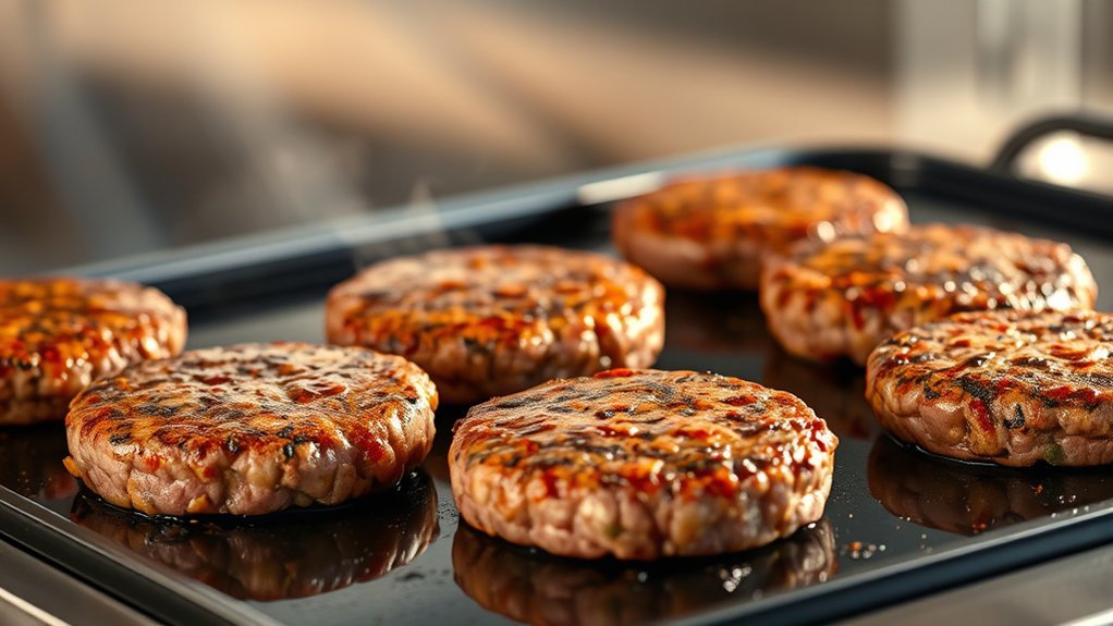 smash burgers on griddle