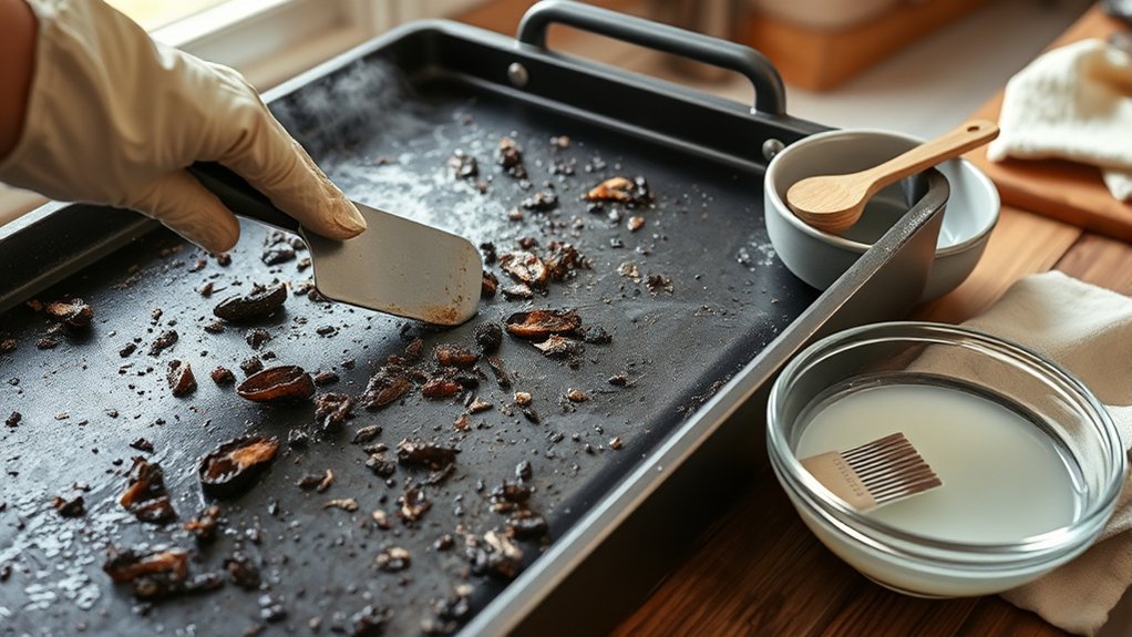 stuck on food on griddle