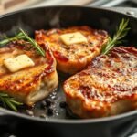 veal chops seared in cast iron